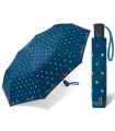 Automatyczna parasolka do torebki BENETTON niebieska w kolorowe groszki