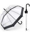 Przezroczysta głęboka parasolka damska HAPPY RAIN  z czarną lamówką