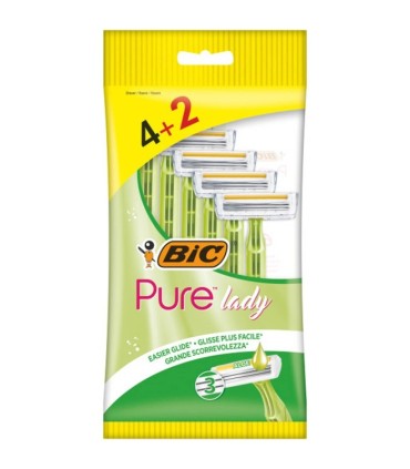 Maszynki golarki jednorazowe 6 sztuk BIC PURE LADY GREEN 3 ostrza dla pań