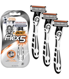 3 szt. x maszynka do golenia BIC Flex5, 5 precyzyjnych ostrzy + kulka balansująca