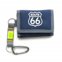 Portfel z KARABIŃCZYKIEM męski młodzieżowy ROUTE 66, NAVY Blue