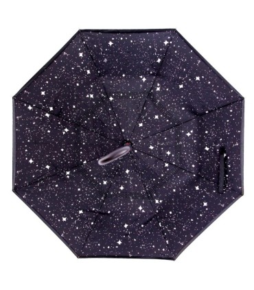 Parasol odwrócony "Revers" z motywem srebrnych gwiazdek