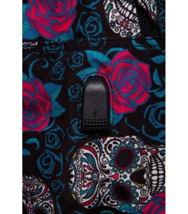 Dwukomorowy plecak szkolny CoolPack Strike L 27L, Skull&Roses B18049