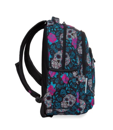 Dwukomorowy plecak szkolny CoolPack Strike L 27L, Skull&Roses B18049