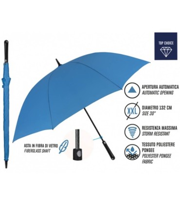 Automatyczny bardzo duży średnica 132 cm mocny wytrzymały parasol PERLETTI