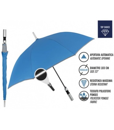 Automatyczny duży średnica 104 cm lekki wytrzymały parasol z odblaskową lamówką PERLETTI