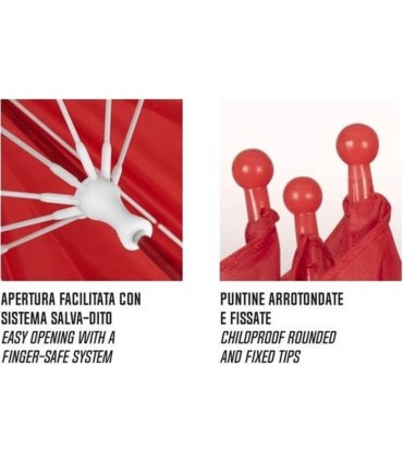 Parasolka dziecięca bezpieczna głęboka lekka PERLETTI czerwona