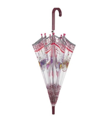 Automatyczna parasolka dziecięca przezroczysta głęboka PERLETTI karuzela koniki