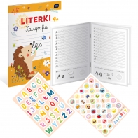 LITERKI KALIGRAFIA format A4 nauka pisania + kolorowanka + naklejki INTERDRUK