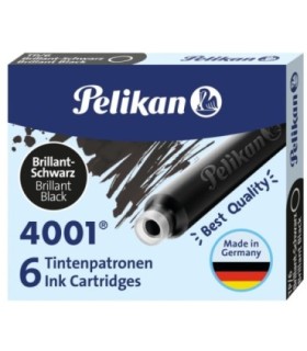 Naboje do piór krótkie czarne PELIKAN opakowanie 6 sztuk