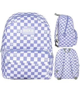 Plecak szkolny jednokomorowy lekki Derform BACKUP model C SZACHOWNICA FIOLET