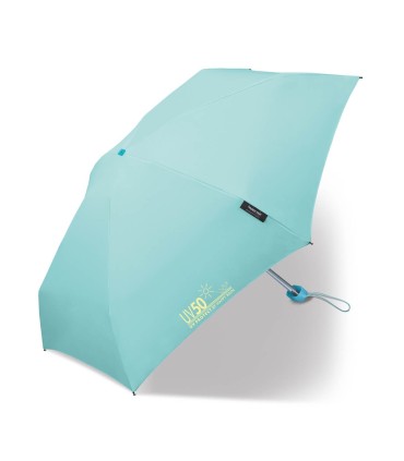 Parasolka przeciwsłoneczna  UV SPF 50 i przeciwdeszczowa Happy Rain, kieszonkowa 16 cm błękitna