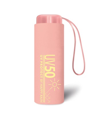 Parasolka przeciwsłoneczna  UV SPF 50 i przeciwdeszczowa Happy Rain, kieszonkowa 16 cm, różowa