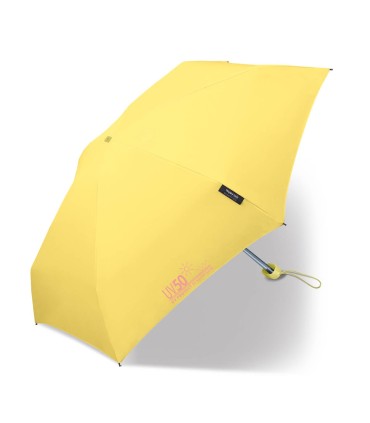 Parasolka przeciwsłoneczna  UV SPF 50 i przeciwdeszczowa Happy Rain, kieszonkowa 16 cm, żółta