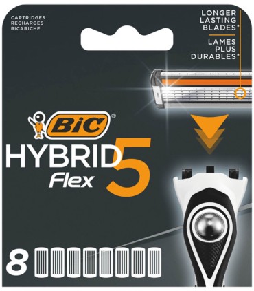 Wkłady / ostrza / nożyki do maszynek golarek BIC HYBRID FLEX - 8 sztuk