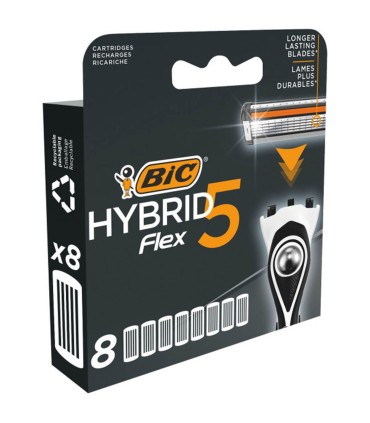 Wkłady / ostrza / nożyki do maszynek golarek BIC HYBRID FLEX - 8 sztuk