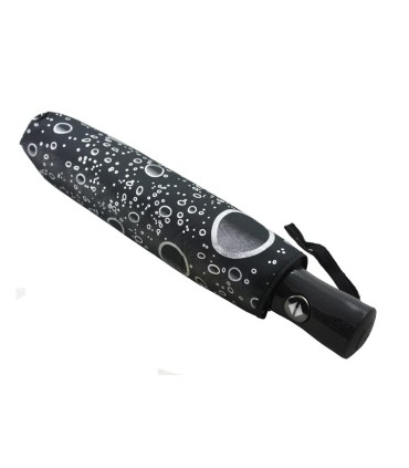 Otwierana i zamykana automatycznie parasolka damska Tiros – Srebrne Krople, czarna