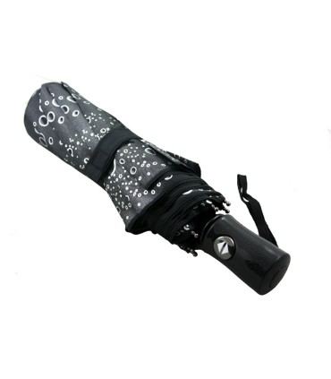 Otwierana i zamykana automatycznie parasolka damska Tiros – Srebrne Krople, czarna