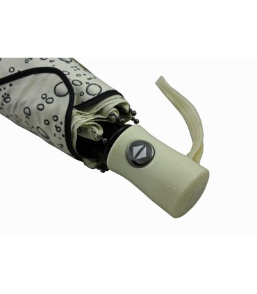 Otwierana i zamykana automatycznie parasolka damska Tiross – Srebrne Krople, ecru