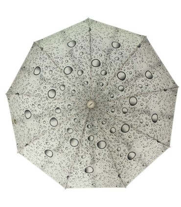 Otwierana i zamykana automatycznie parasolka damska Tiross – Srebrne Krople, ecru
