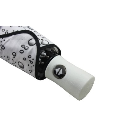 Otwierana i zamykana automatycznie parasolka damska Tiross – Srebrne Krople, biała