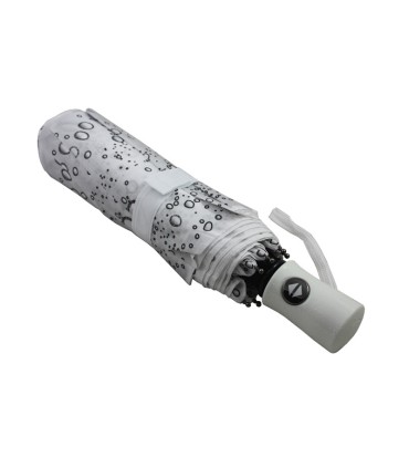 Otwierana i zamykana automatycznie parasolka damska Tiross – Srebrne Krople, biała