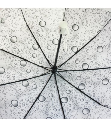 Otwierana i zamykana automatycznie parasolka damska Tiross – Srebrne Krople, biała