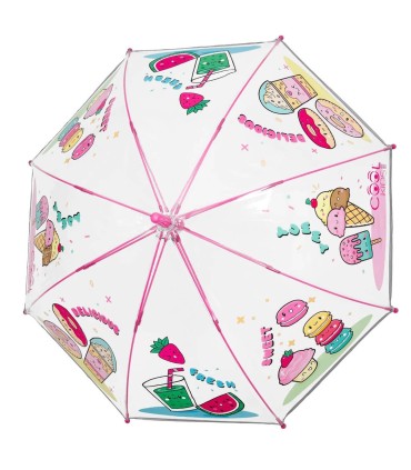 Głęboka bezpieczna parasolka dziecięca PERLETTI przezroczysta SŁODYCZE