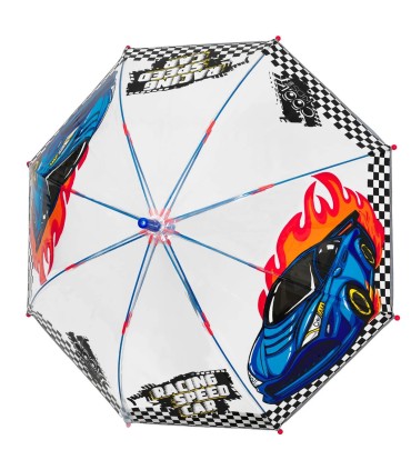 Głęboka bezpieczna parasolka dziecięca PERLETTI przezroczysta WYŚCIGÓWKI