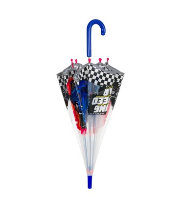 Głęboka bezpieczna parasolka dziecięca PERLETTI przezroczysta WYŚCIGÓWKI