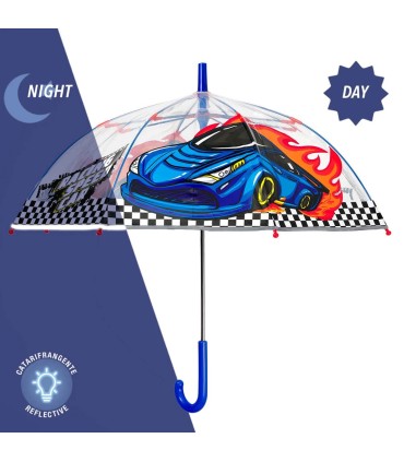 Głęboka bezpieczna parasolka dziecięca PERLETTI przezroczysta WYŚCIGÓWKI