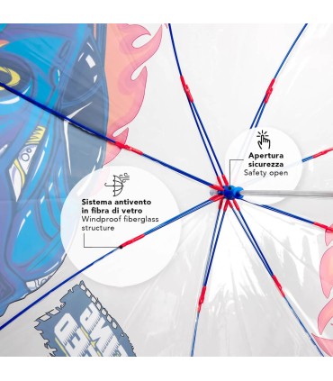 Głęboka bezpieczna parasolka dziecięca PERLETTI przezroczysta WYŚCIGÓWKI