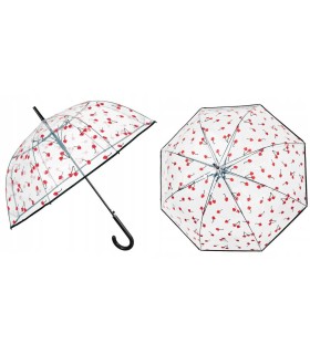 Automatyczny głęboki przezroczysty lekki wytrzymały parasol PERLETTI wiśnie