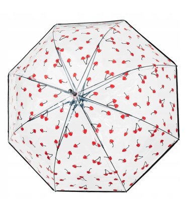 Automatyczny głęboki przezroczysty lekki wytrzymały parasol PERLETTI wiśnie