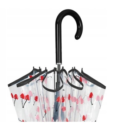 Automatyczny głęboki przezroczysty lekki wytrzymały parasol PERLETTI wiśnie