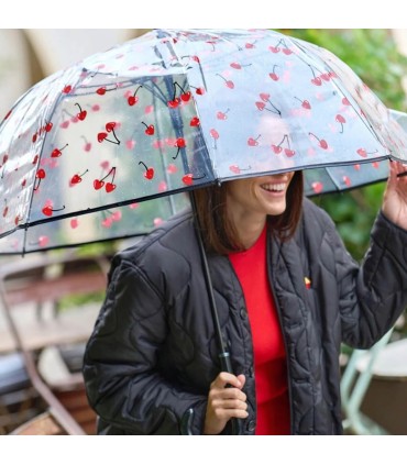 Automatyczny głęboki przezroczysty lekki wytrzymały parasol PERLETTI wiśnie