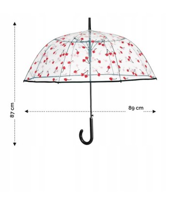Automatyczny głęboki przezroczysty lekki wytrzymały parasol PERLETTI wiśnie