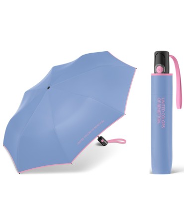 Automatyczna parasolka do torebki BENETTON z kontrastową lamówką, niebieska