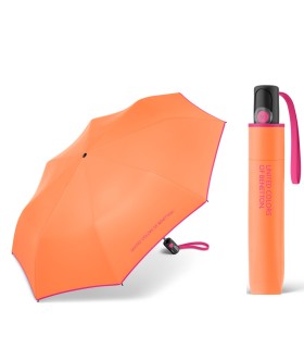 Automatyczna parasolka do torebki BENETTON z kontrastową lamówką, pomarańczowa