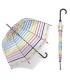 Głęboka automatyczna przezroczysta parasolka Benetton w kolorowe paski
