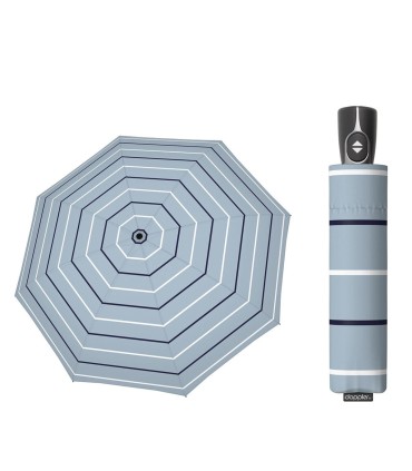 Automatyczna parasolka damska do torebki DOPPLER Fiber Magic, niebieska w paski