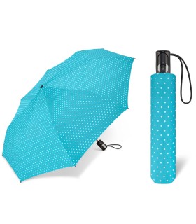 Automatyczna parasolka do torebki 29 cm HAPPY RAIN w groszki błękitna