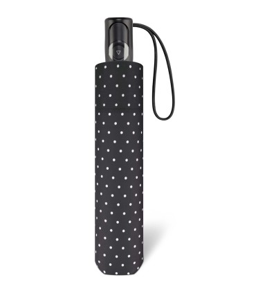 Automatyczna parasolka do torebki 29 cm HAPPY RAIN w groszki czarna