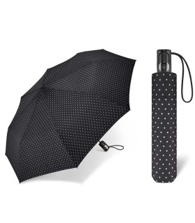 Automatyczna parasolka do torebki 29 cm HAPPY RAIN w groszki czarna