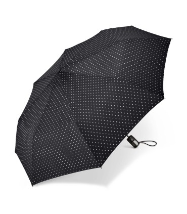Automatyczna parasolka do torebki 29 cm HAPPY RAIN w groszki czarna
