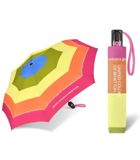 Automatyczna parasolka do torebki 29 cm BENETTON w kolorowe paski