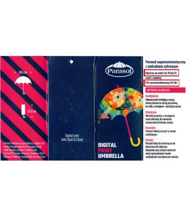 Automatyczna polska parasolka PARASOL przeciwdeszczowa i przeciwsłoneczna SPF50 certyfikat